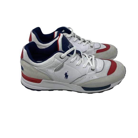 Polo Ralph Lauren Trackster 200 Sneakers Men’s Size 14 White, Blue & Red NWOB - Picture 4 of 12
